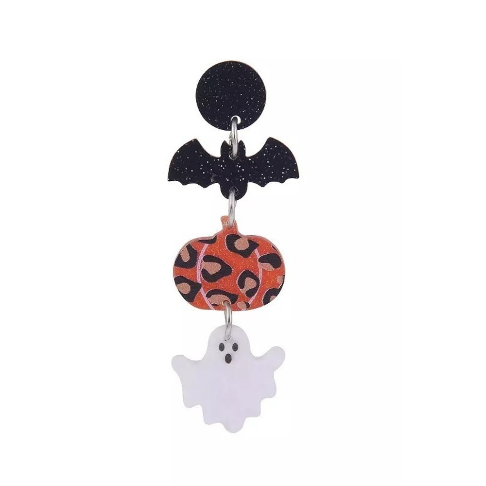 Halloween‎ Leopard Pumpkin Ghost Dangle Earrings NWT